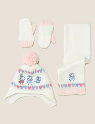 peppa pig hat and mittens