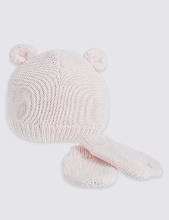 Kids' Pink Ears Hats & Gloves Sets Image 1 of 1