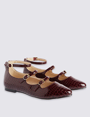 Kids' Pointed Croc Strappy Ballerina Shoes Image 2 of 6