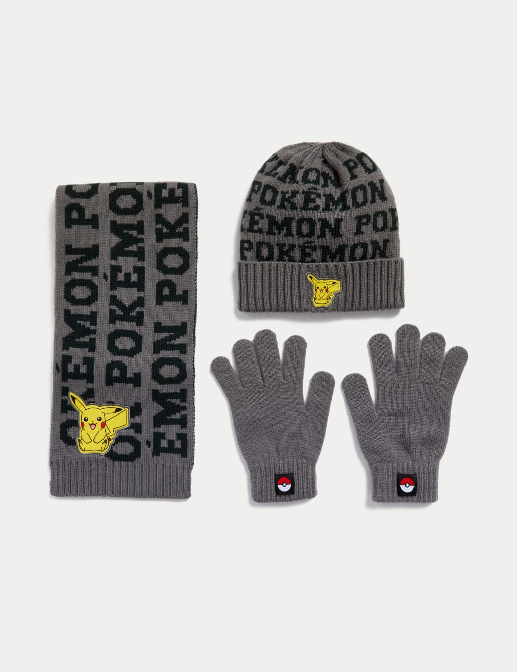 Kids Pok mon Hat Scarf and Glove Set 6 13 Yrs M S