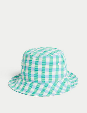 Kids' Pure Cotton Checked Sun Hat (1-6 Yrs) Image 2 of 3