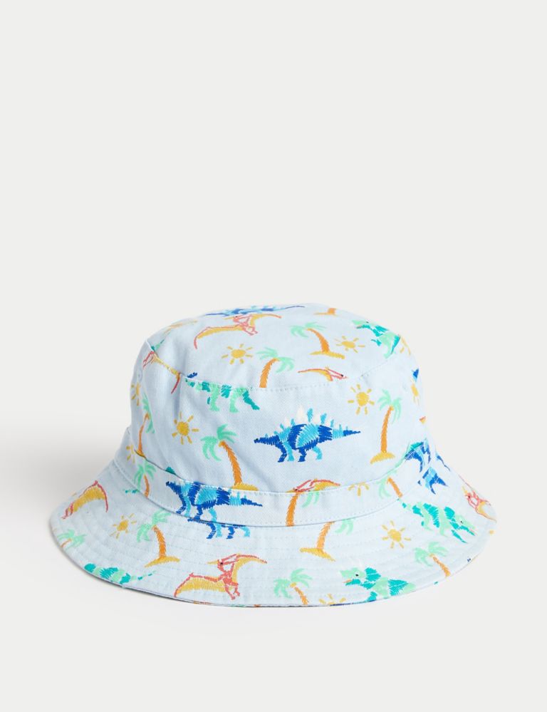 Kids' Pure Cotton Dino Print Sun Hat (1-13 Yrs) 1 of 3