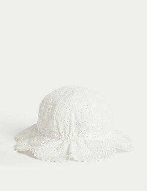 Kids' Pure Cotton Embroidered Sun Hat (1-6 Yrs) Image 2 of 3