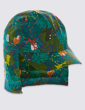 Kids' Pure Cotton Jungle Print Safe in the Sun Trapper Hat Image 2 of 3