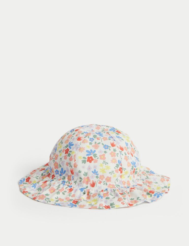 Kids' Pure Cotton Reversible Floral Sun Hat (1-6 Yrs) 1 of 4
