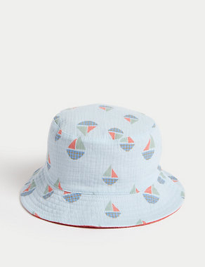 Kids' Pure Cotton Reversible Sun Hat (1-6 Yrs) Image 2 of 4
