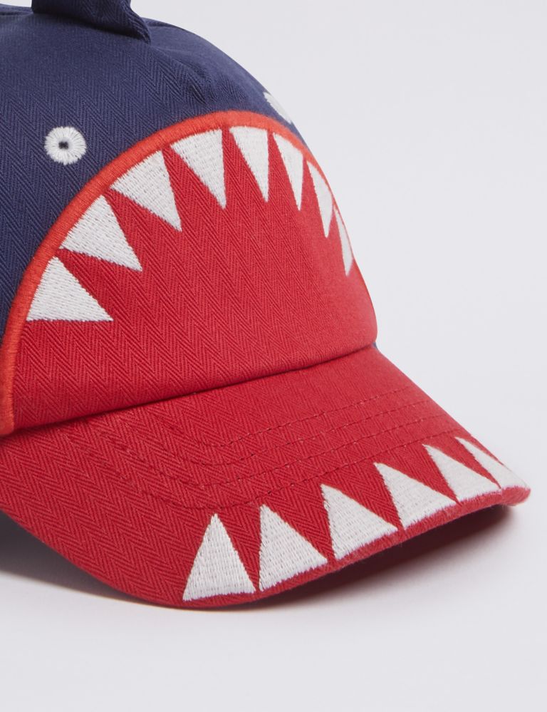 Kids’ Pure Cotton Shark Baseball Cap (0-6 Years) 3 of 3
