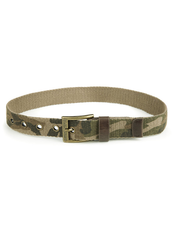 Kids' Pure Cotton Square Buckle Camouflage Belt Image 1 of 2