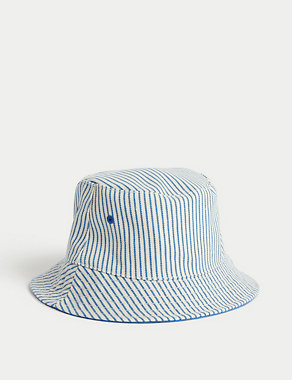 Kids' Pure Cotton Striped Sun Hat (1-6 Yrs) Image 2 of 3