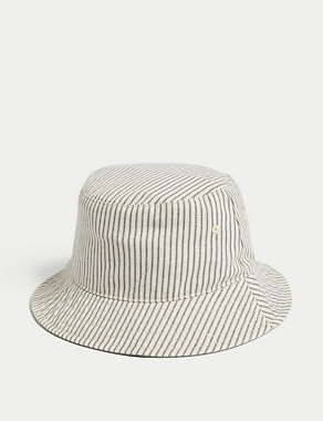 Kids' Pure Cotton Striped Sun Hat (1-6 Yrs) Image 2 of 3