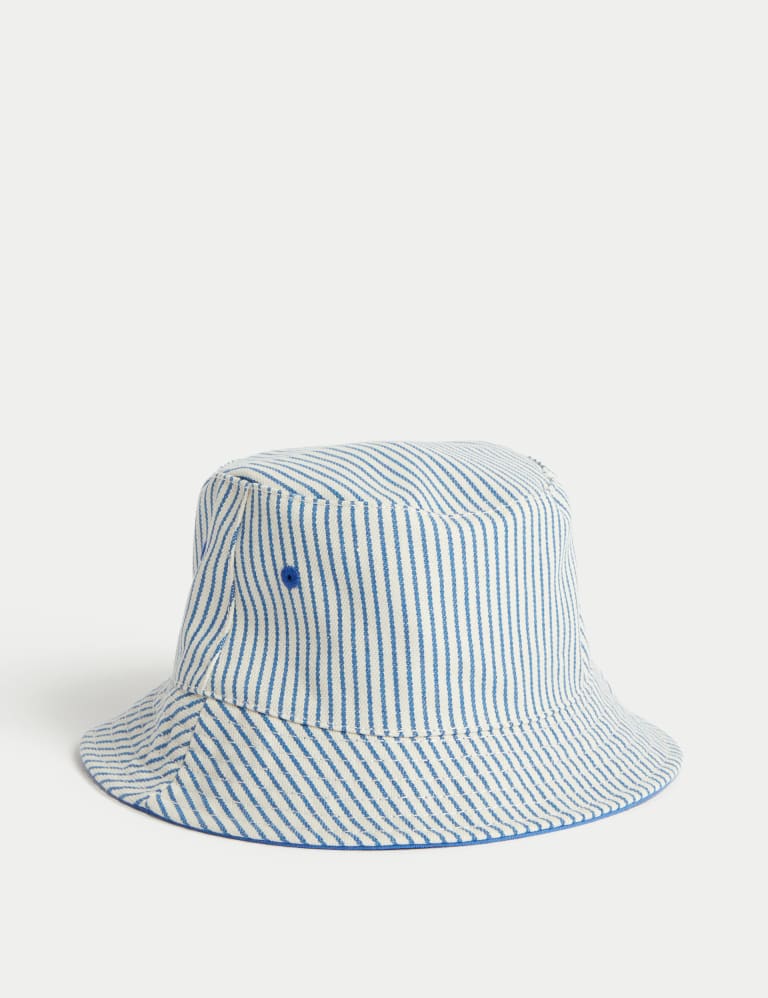 Marks & Spencer Kids' Pure Cotton Sun Hat (1-13 Yrs) - Navy - 12-18