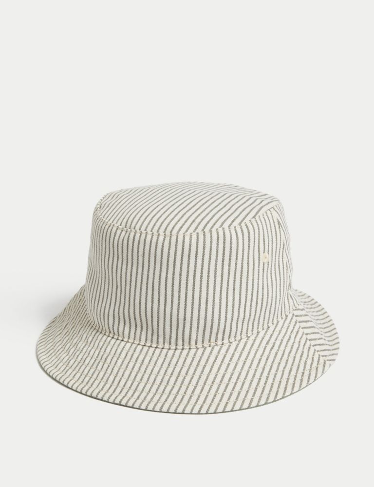 Kids' Pure Cotton Striped Sun Hat (1-6 Yrs) 1 of 3