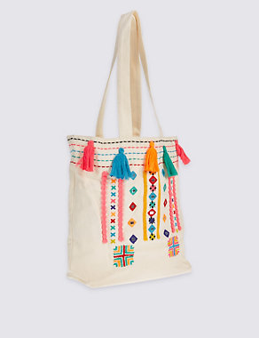 Kids’ Pure Cotton Tassel Shopper Bag Image 2 of 4