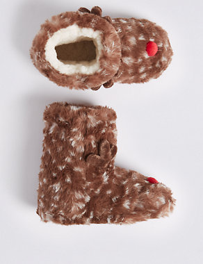 Kids' Reindeer Boot Slippers (5 Small - 6 Large) Image 2 of 5
