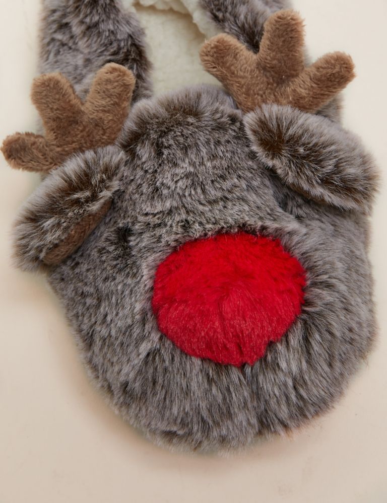 Kids' Reindeer Christmas Slippers (5 Small - 6 Large) 4 of 5