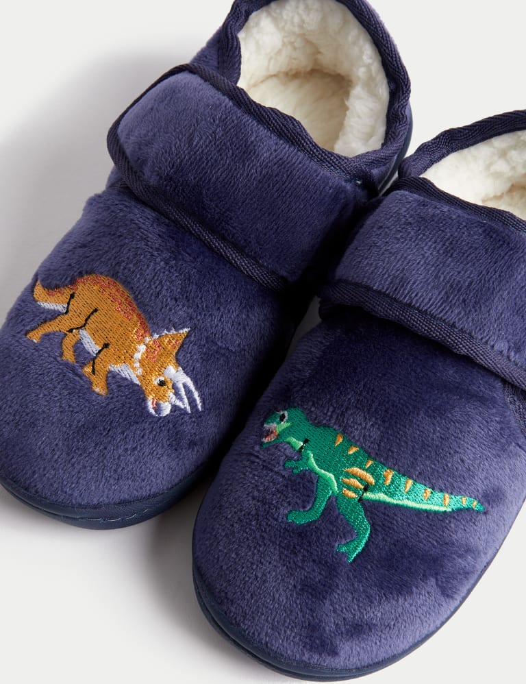 Kids Riptape Dinosaur Slippers 4 Small 12 Small