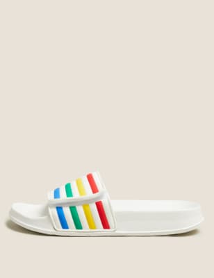 Adidas best sale rainbow sliders