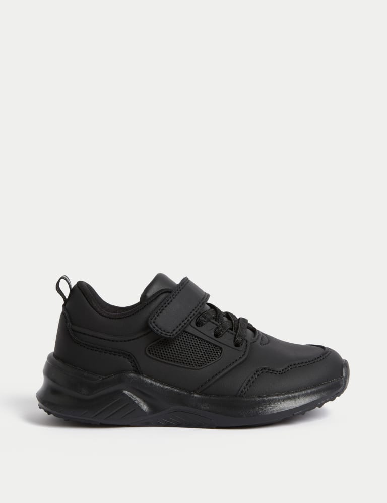 Kids black leather trainers discount