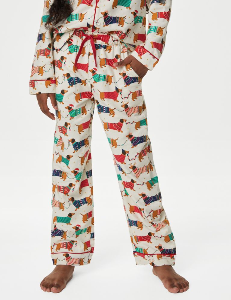 Kids' Sausage Dog Family Christmas Pyjama Set (1-16 Yrs), M&S Collection