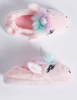 Kids Slip On Unicorn Slippers 5 Small 6 Large M S