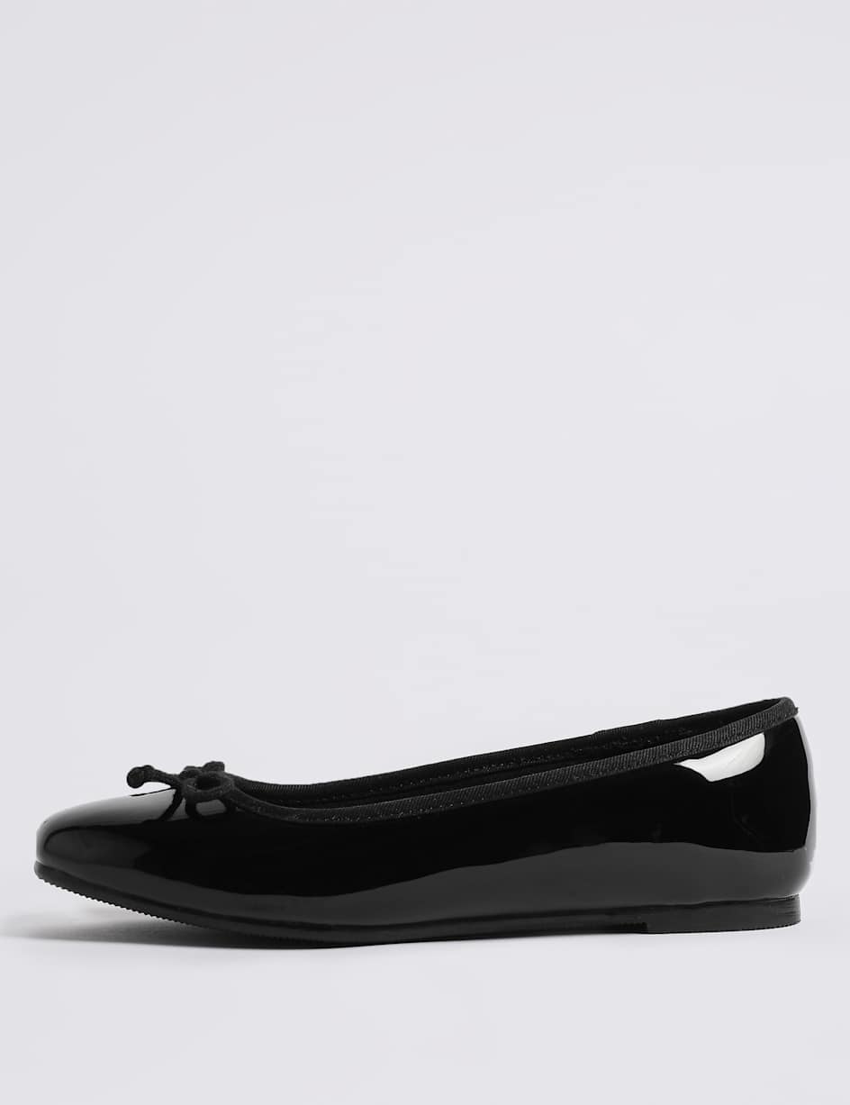 Kids' Square Toe Ballet Pumps (10 Small 6 Large) | M&S Square Toe Leather Ballerina Pumps White Pumps