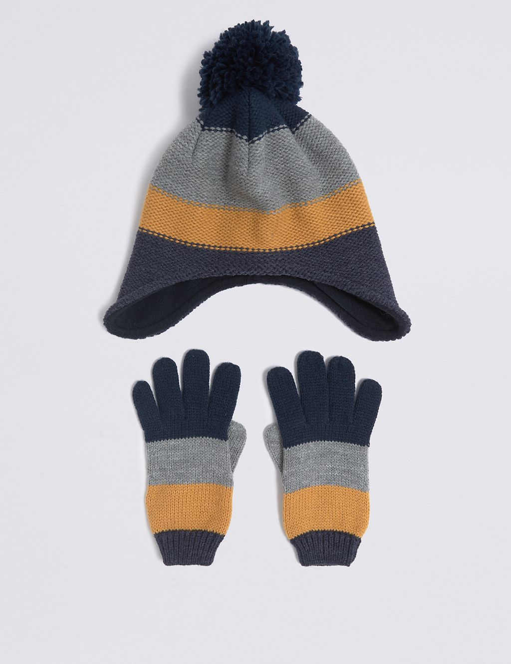 Kids’ Striped Hat & Gloves Set 1 of 1