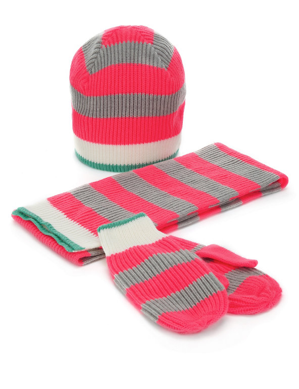 Kids' Striped Hat, Scarf & Gloves Set Image 1 of 2
