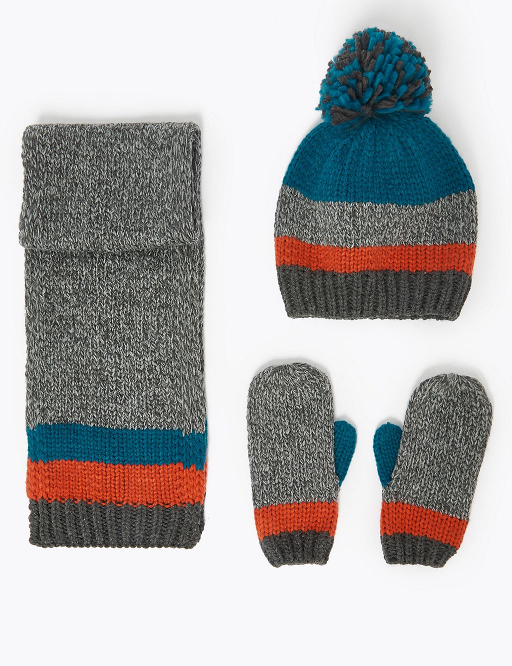 Kids' Striped Hat, Scarf & Mittens Set (6 Months - 6 Years) 1 of 2