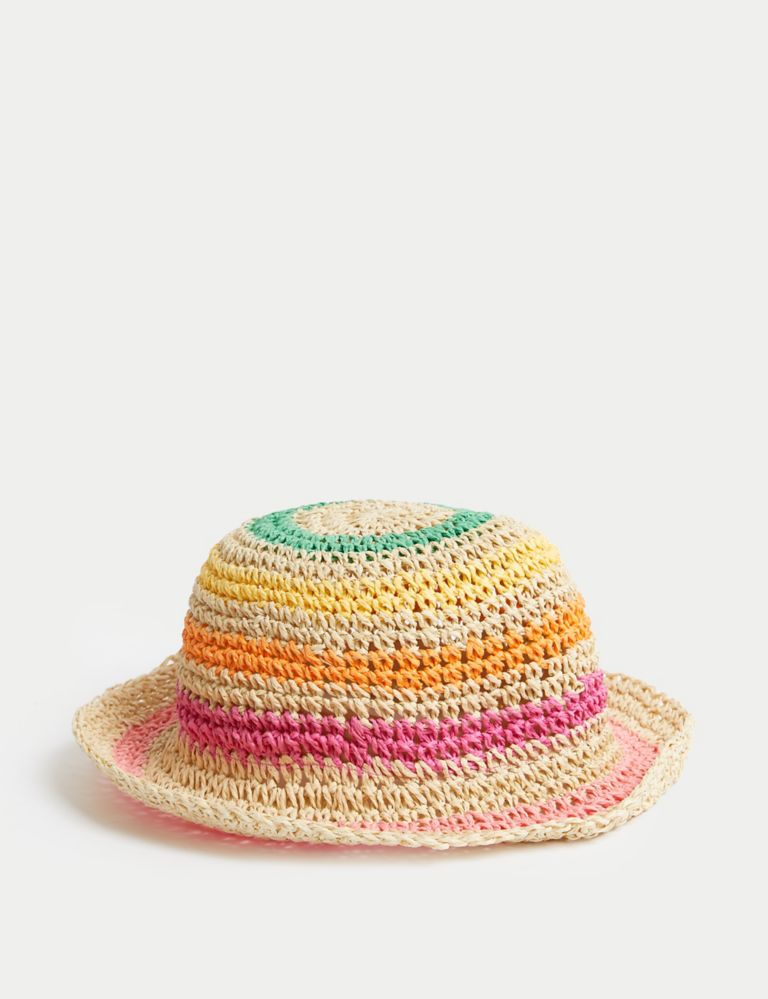 Kids' Striped Straw Sun Hat (1-13 Yrs) 2 of 3