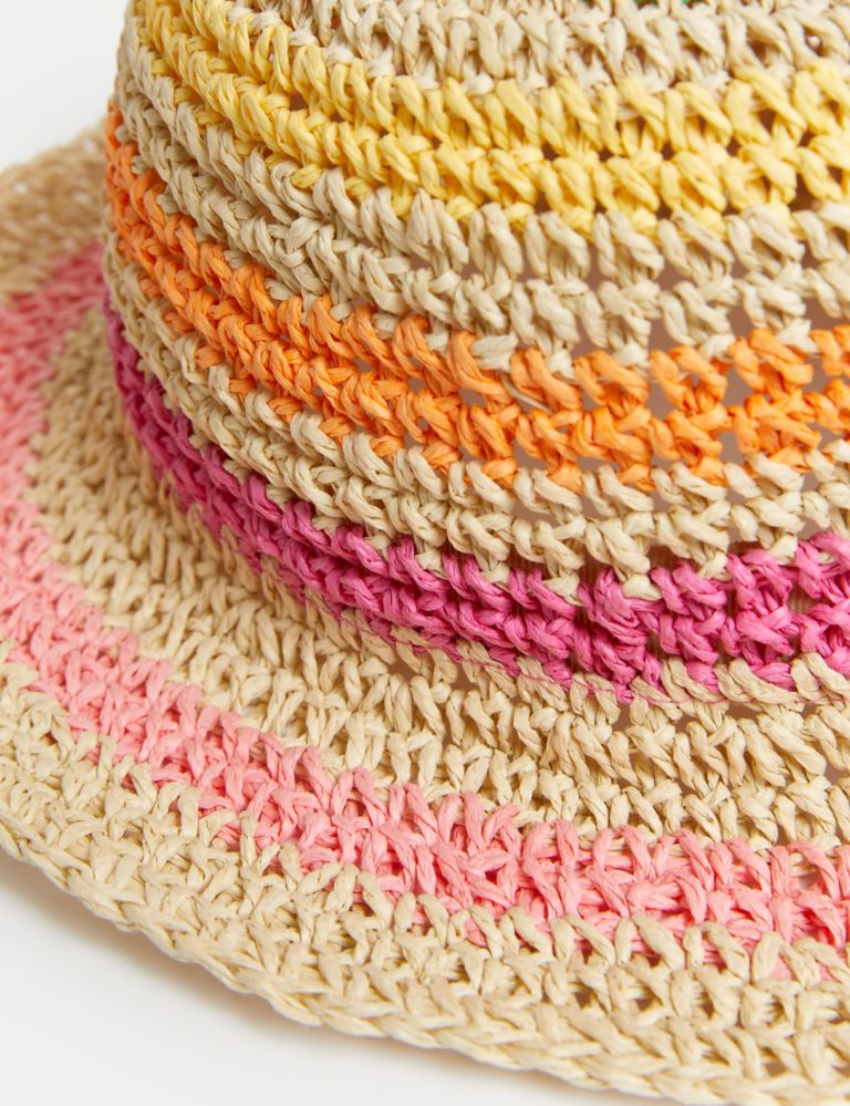 Kids' Striped Straw Sun Hat (1-13 Yrs), M&S Collection