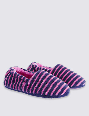 Kids' Stripy Pull On Slippers Image 2 of 6