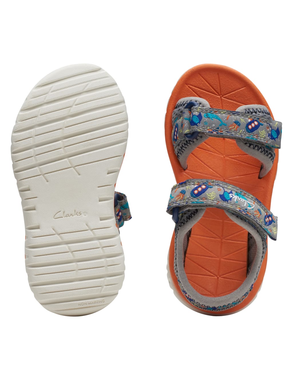 Clarks flip flops kids orange sales
