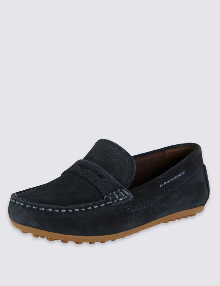 Kids' Suede Driving Slip-On Shoes with Stain Resistance 1 of 3