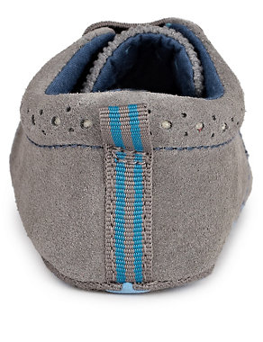 Kids' Suede Lace Up Brogue Pram Shoes Image 2 of 4