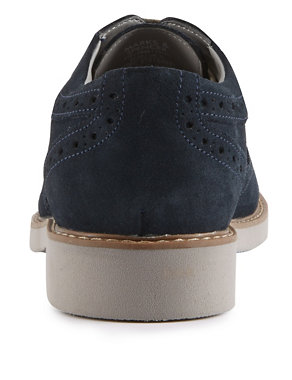 Kids' Suede Lace Up Brogue Shoes with Stain Resistance Image 2 of 4