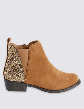 Kids' Suede Side Zipped Glitter Boots Image 2 of 6
