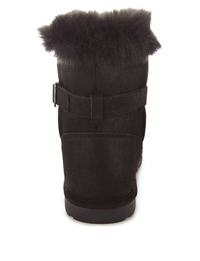 Kids' Suede Warm Lined Biker Boots Image 2 of 4