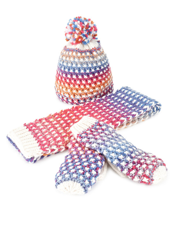 Kids' Tuck Stitched Hat, Scarf & Gloves Set Image 1 of 1