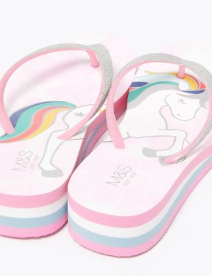 kids unicorn flip flops