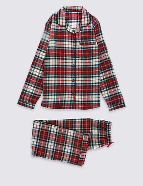 Kids’ Unisex Pure Cotton Checked Pyjamas (1-16 Years) Image 2 of 5