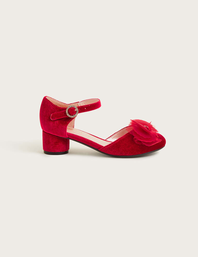 Kids Velvet Bow Party Shoes 7 Small 4 Large Monsoon M S