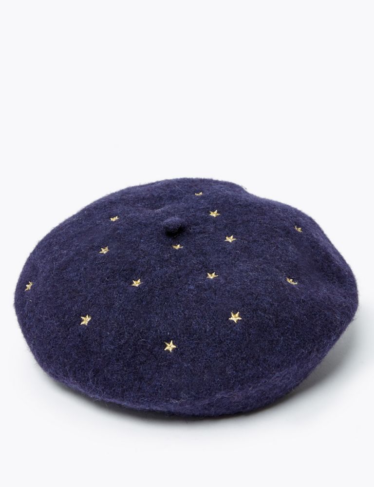Kids’ Wool Embroidered Star Print Beret (3-14 Years) 2 of 3
