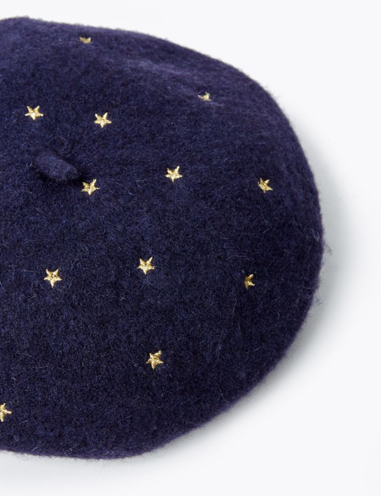 Kids’ Wool Embroidered Star Print Beret (3-14 Years) 3 of 3