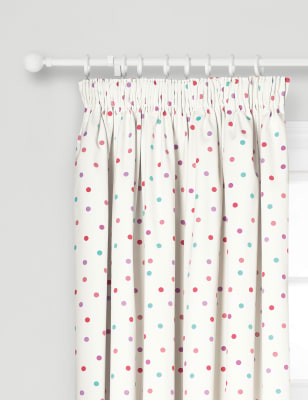 Kids Spotted Blackout Pencil Pleat Curtains M S