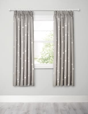 Kids Star Blackout Pencil Pleat Curtains M S