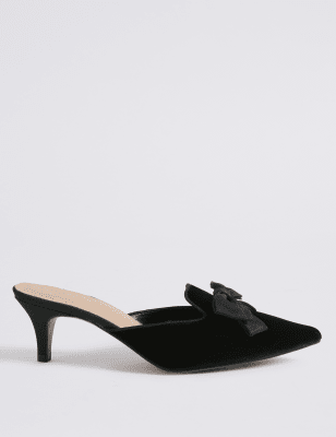 Kitten Heel Bow Mule Shoes M S Collection M S