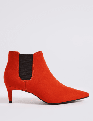 Red kitten heel on sale boots