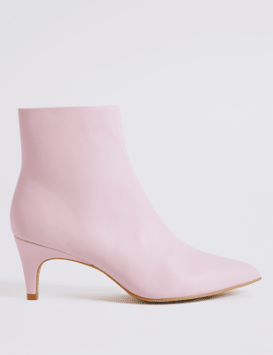 pink kitten heel ankle boots
