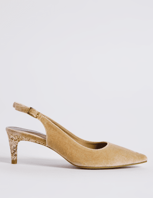 Gold kitten best sale heel shoes