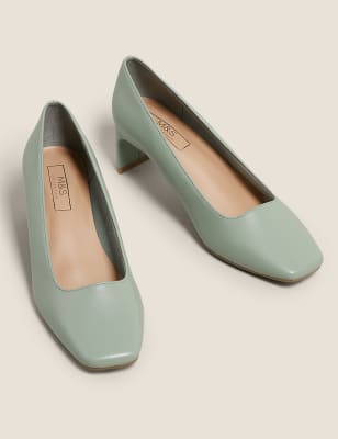 Kitten Heel Square Toe Court Shoes Image 2 of 6